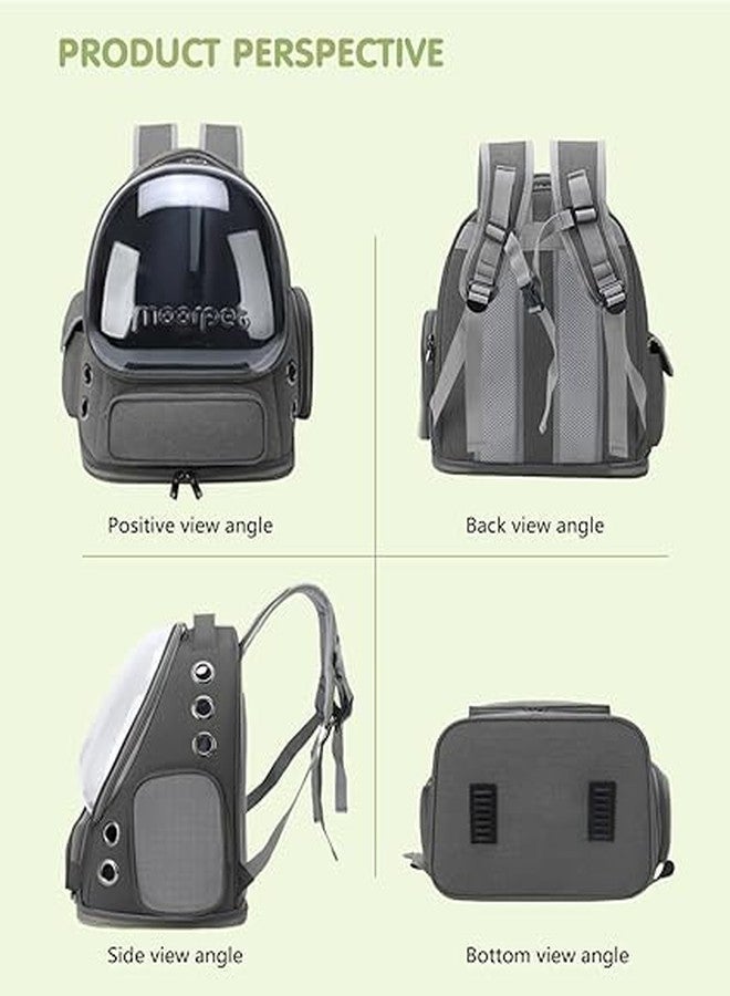 Jumix Moorpet Ventilated Cat Backpack Carrier - Transparent Dome Bubble with Mesh Sides - Ergonomic Design for Travel, Outdoor, Vet - Stylish Grey Pet Backpack - Image 5